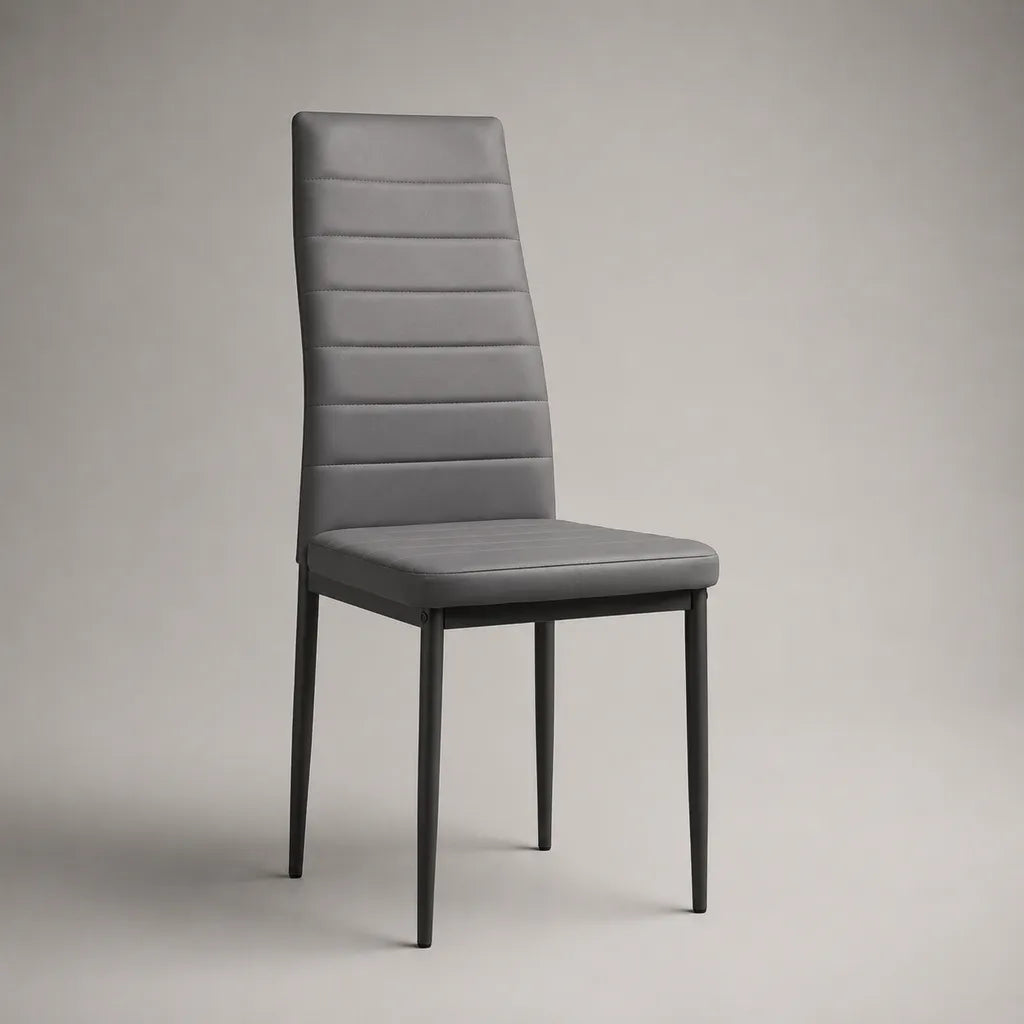 Sedia da pranzo imbottita in pelle e acciaio PU, grigio e antracite, 43 × 52 × 98 cm, schienale