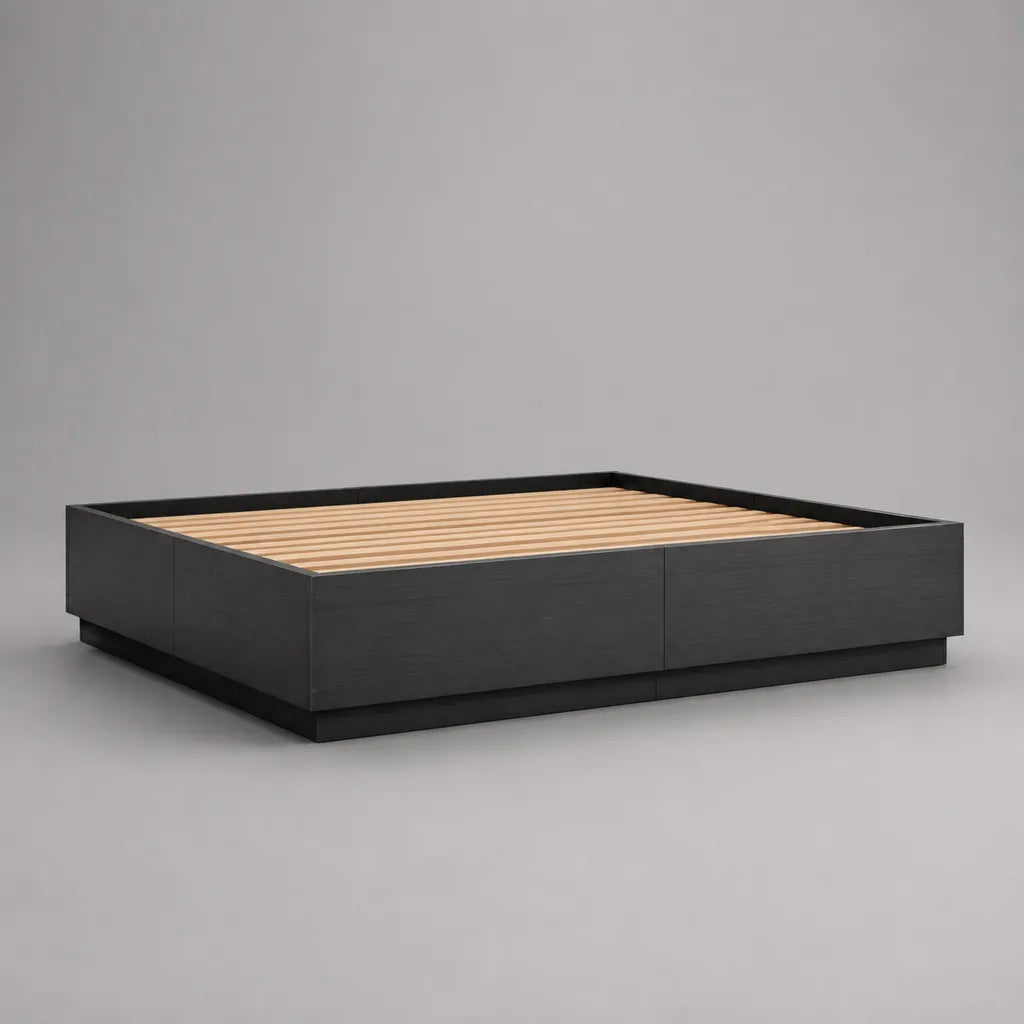 Telaio in legno nero con letto con latte, letto 160 × 200 cm, dimensioni 208 × 168 × 41 cm