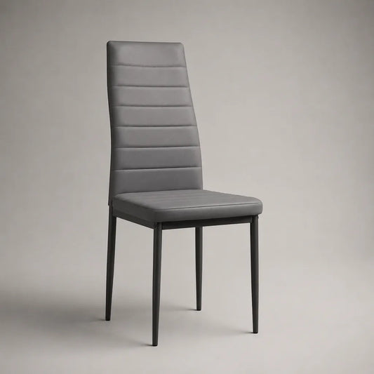 Sedia da pranzo imbottita in pelle e acciaio PU, grigio e antracite, 43 × 52 × 98 cm, schienale