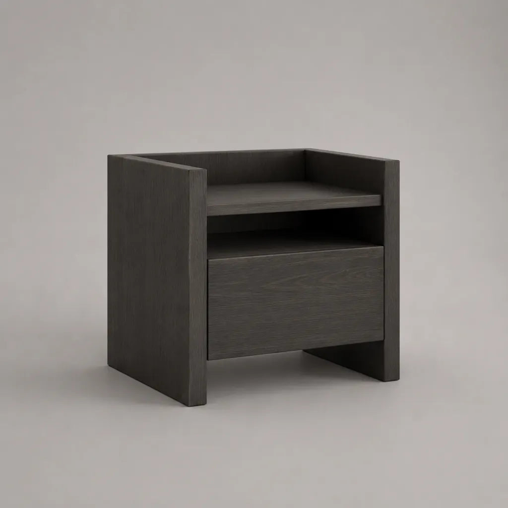 Comodino MDF con cassetto e nicchia, grigio antracite, 50 × 40 × 55 cm
